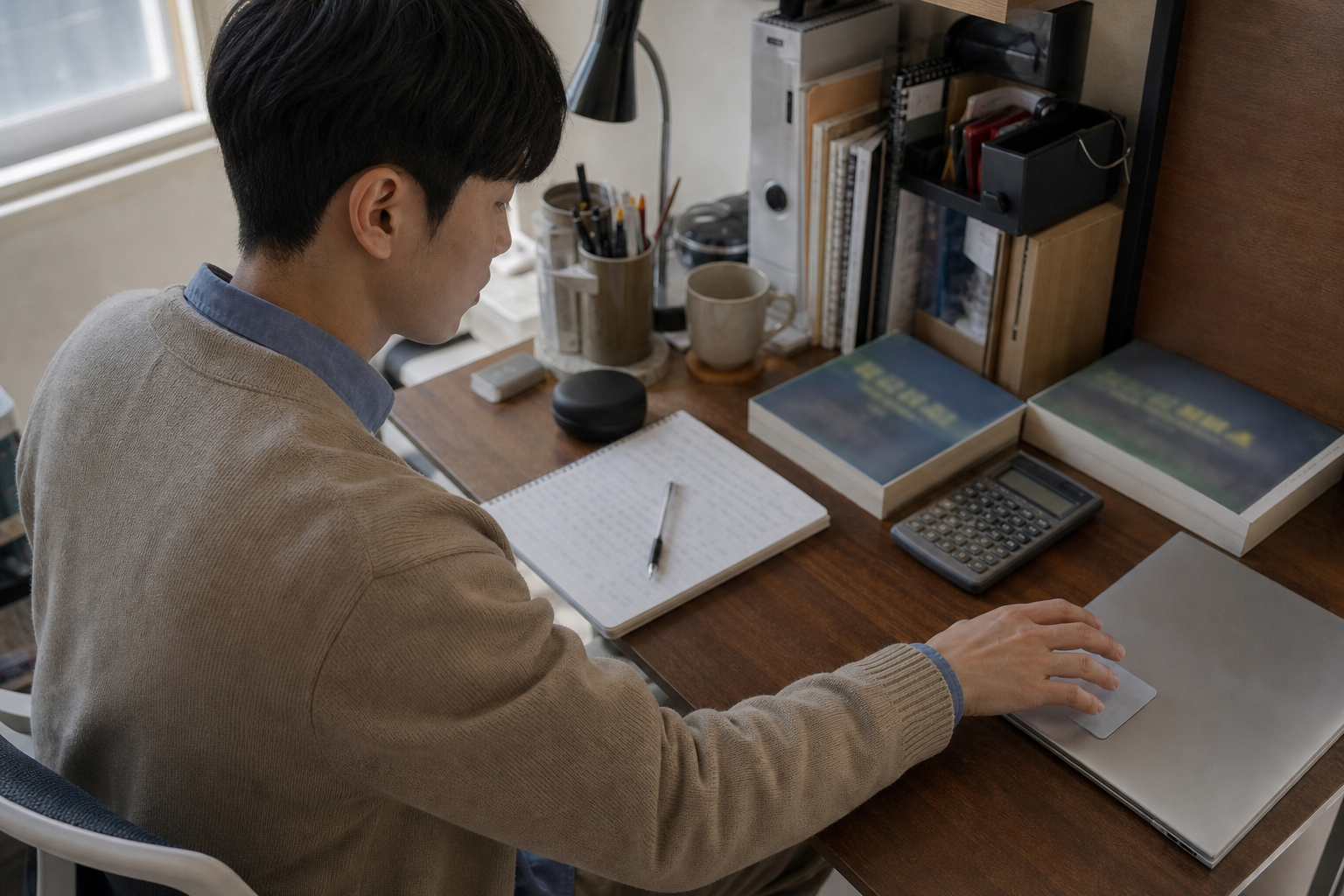 교재 강의 계산기 교통비 중 필요한 선택 비용을 고르는 장면