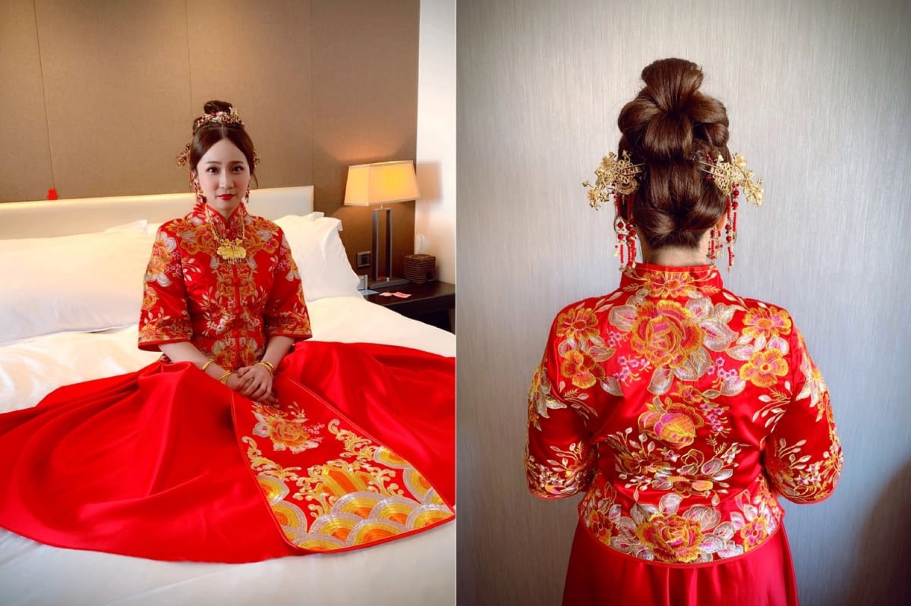 Syuan 新娘秘書作品,紅色中式禮服妝髮造型