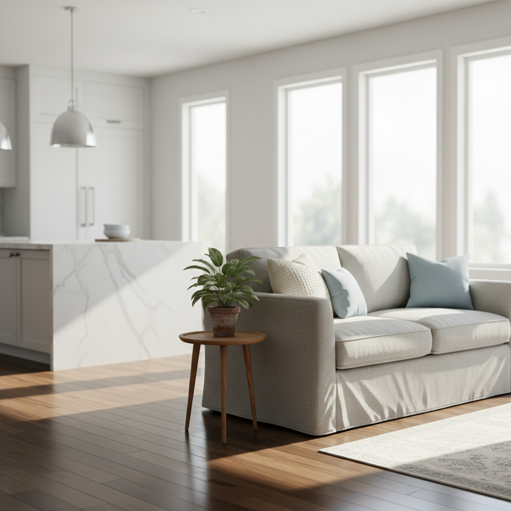 Bright, freshly cleaned modern home interior in a Charlotte-area suburb