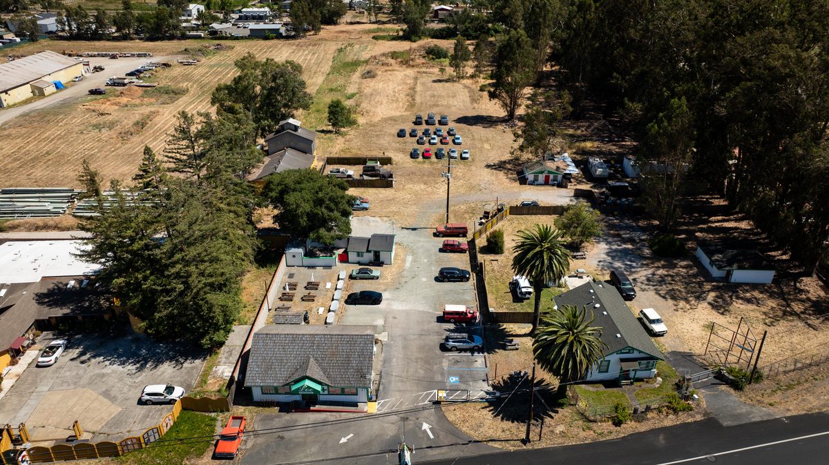 Aerial view — surrounding commercial corridor