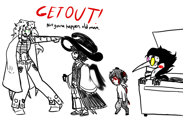 The confirmed kins from left to right: Diavolo (JJBA), Tsubakura (primary)(Len'en), Tainted Azazel (TBOI Repentance), Spamton (Deltarune)