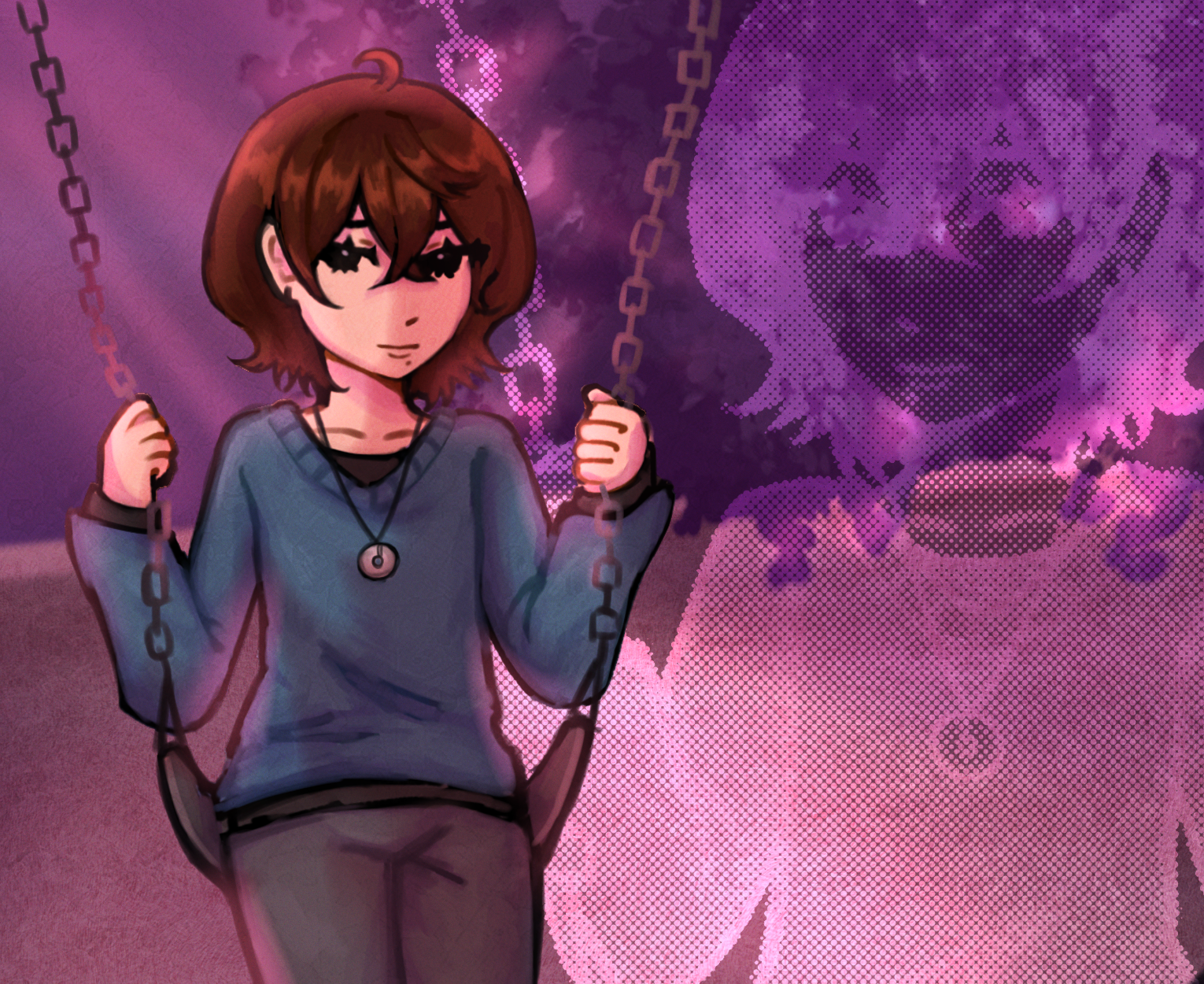 jun 12, halfbody of my oc, emiko on a swing :3