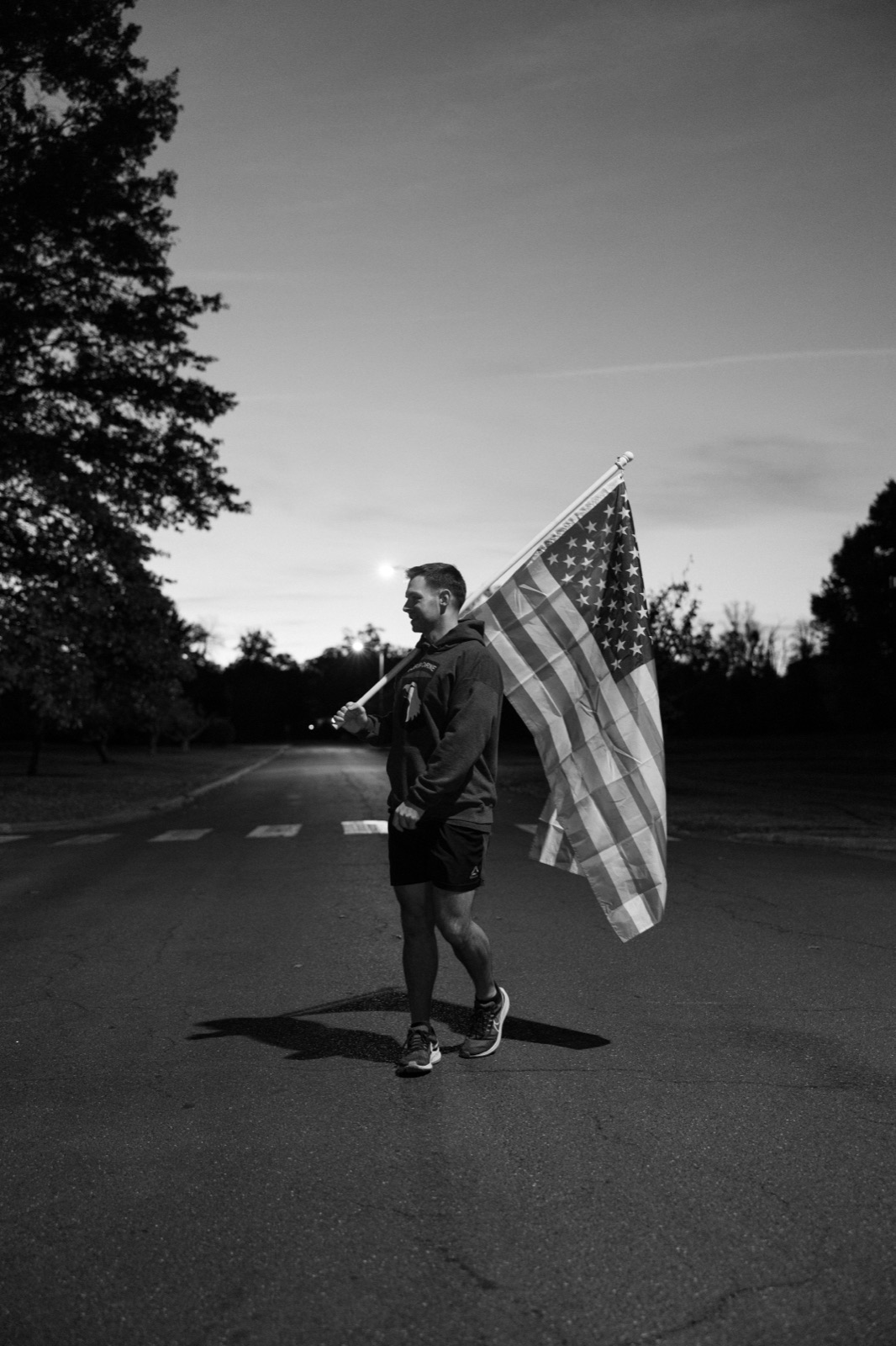 Runner with the American flag
