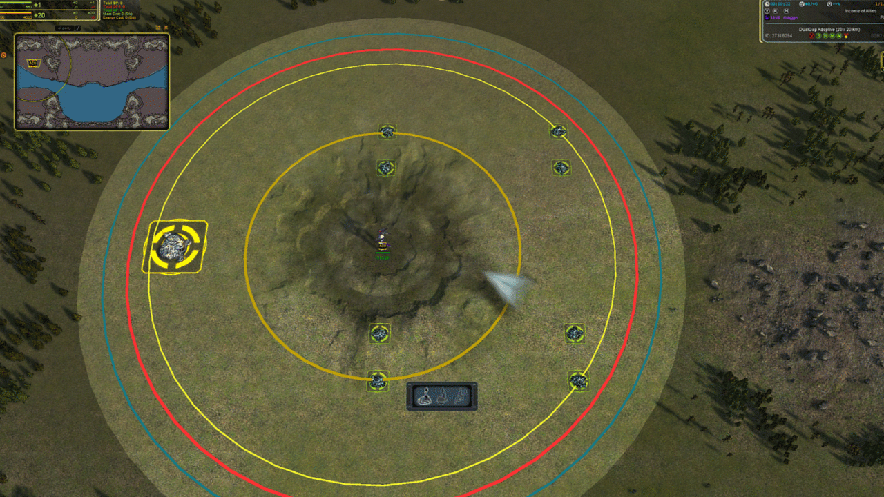 Animation showing the initial setup. Place any building once to calibrate the grid. After the first successful placement, the build grid is automatically revealed whenever you enter build mode.