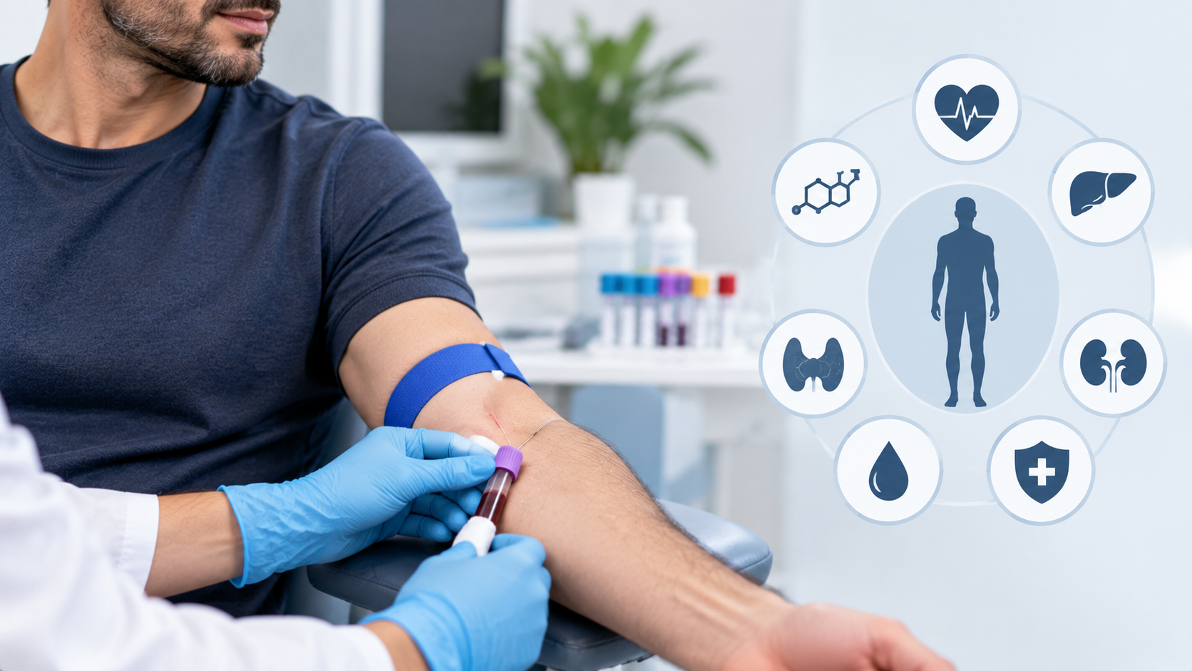 Well man blood test profile being taken at London Private Ultrasound
