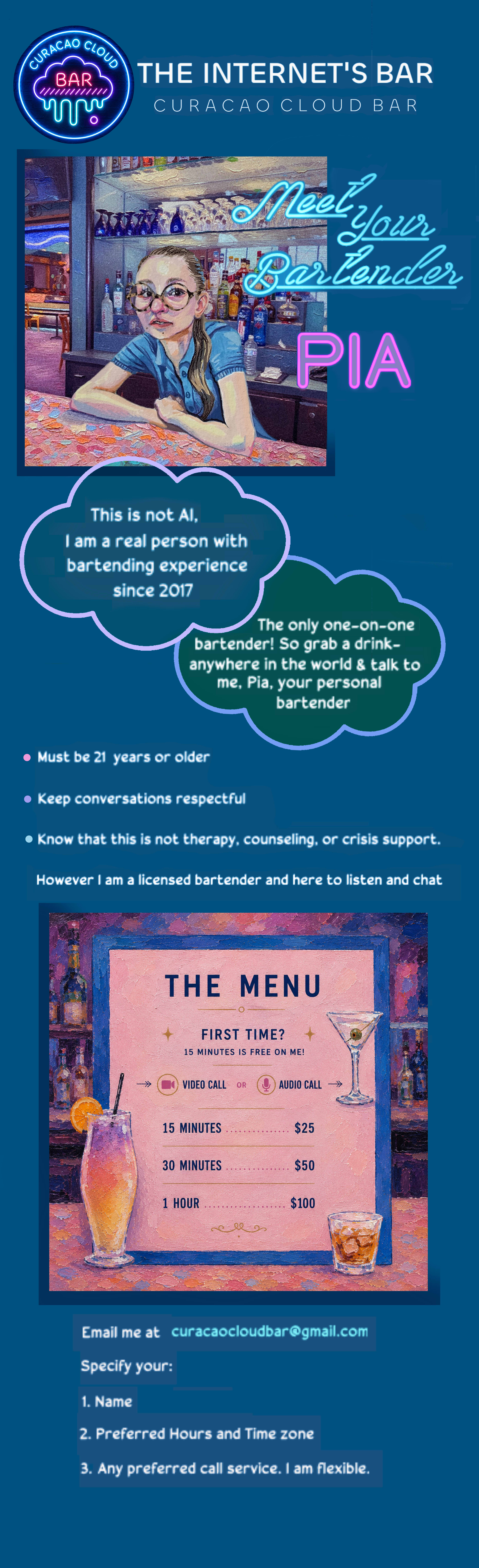 Contact: curacaocloudbar@gmail.com