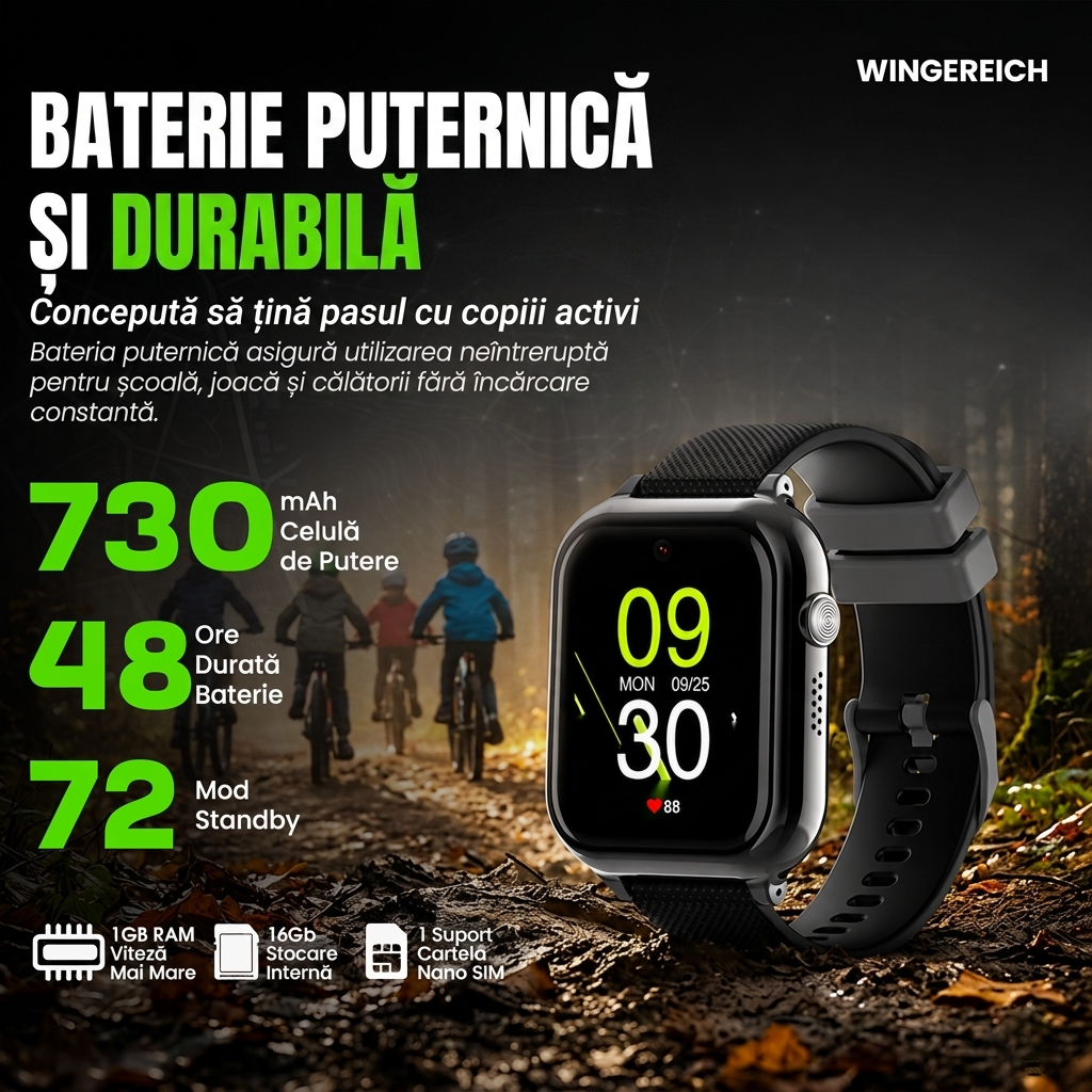Ceas smartwatch Wingereich copii AI negru
