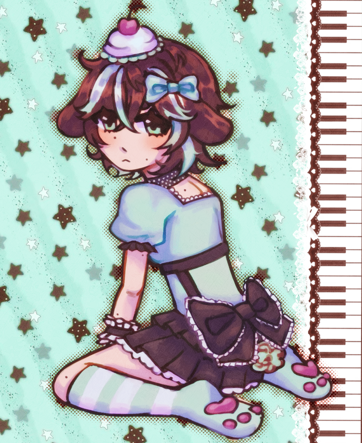 jun 24, fullbody art of a mint choco bunny girl!!