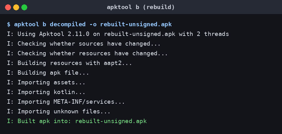 apktool rebuild