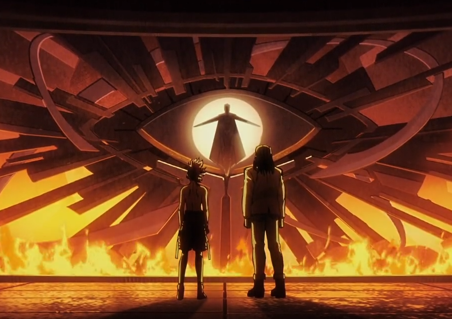 screencap of Rock showing Dragon Boy a mural of Zero, e22