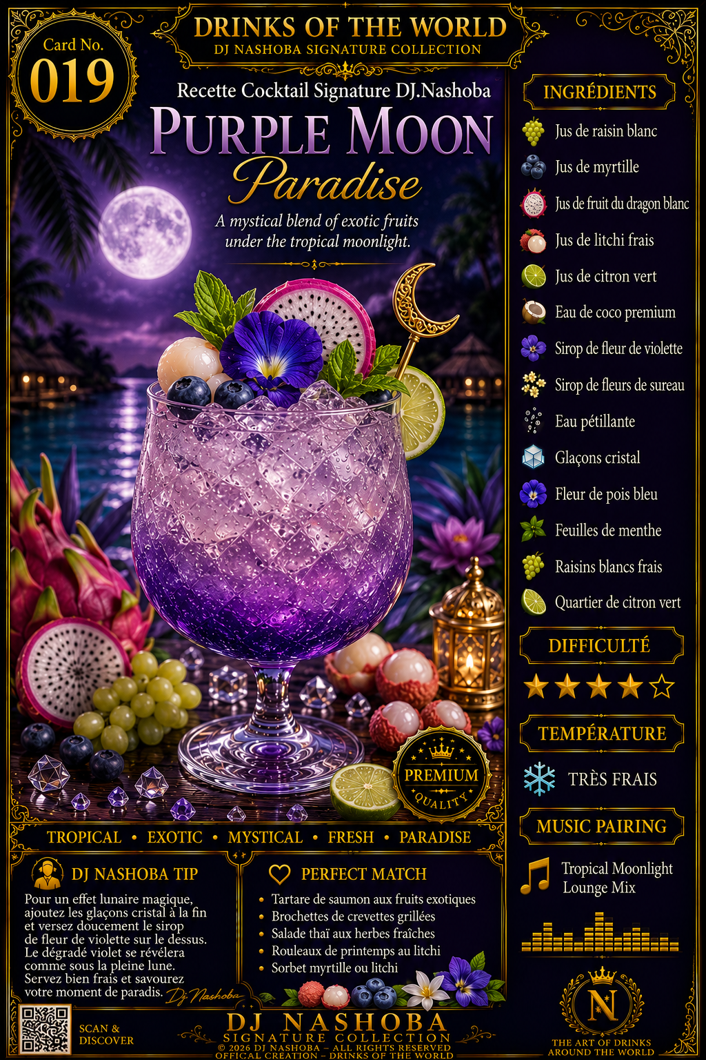 Purple Moon Paradise - Recette Cocktail Signature DJ.Nashoba