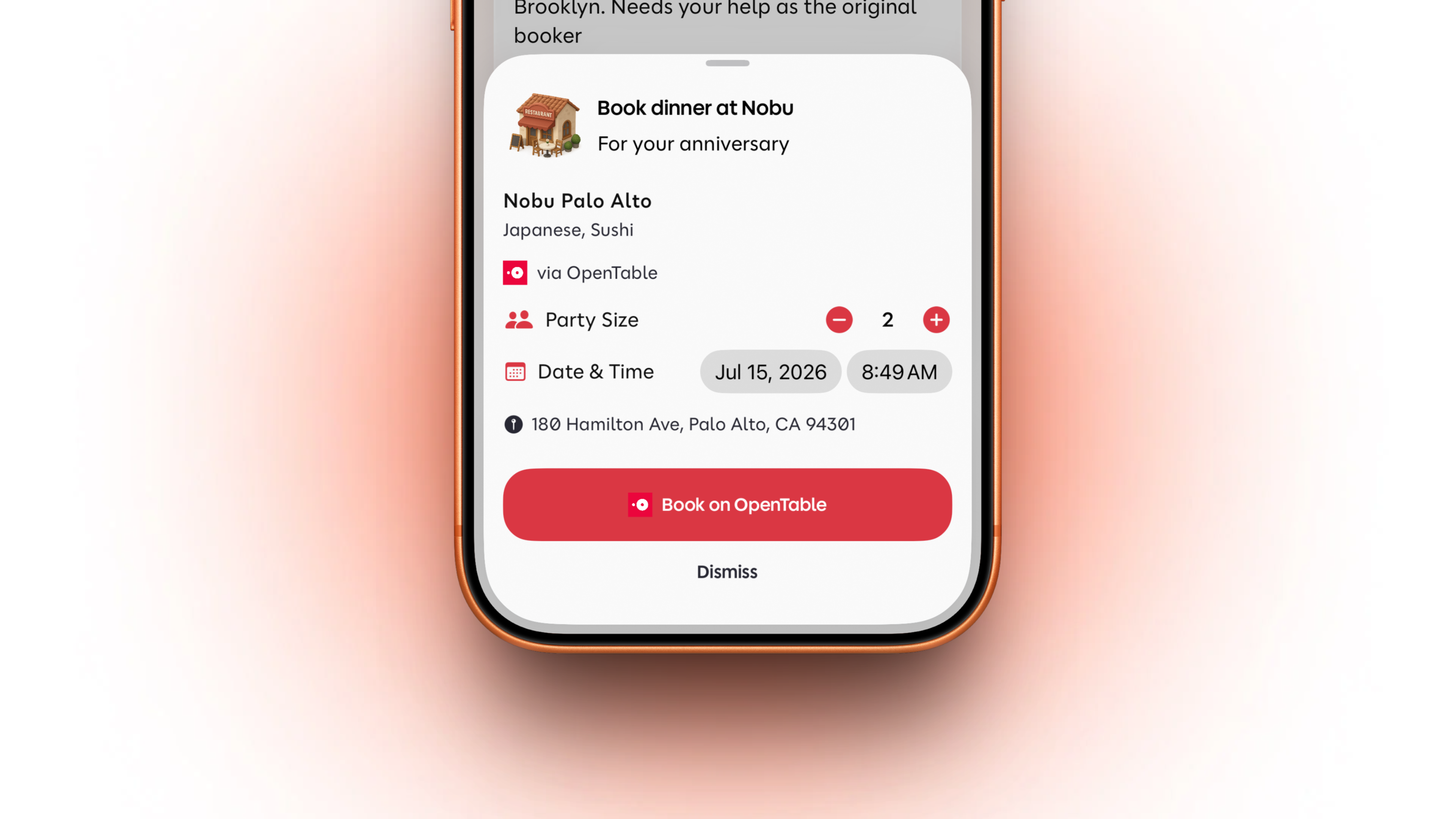 Poppy restaurant booking action