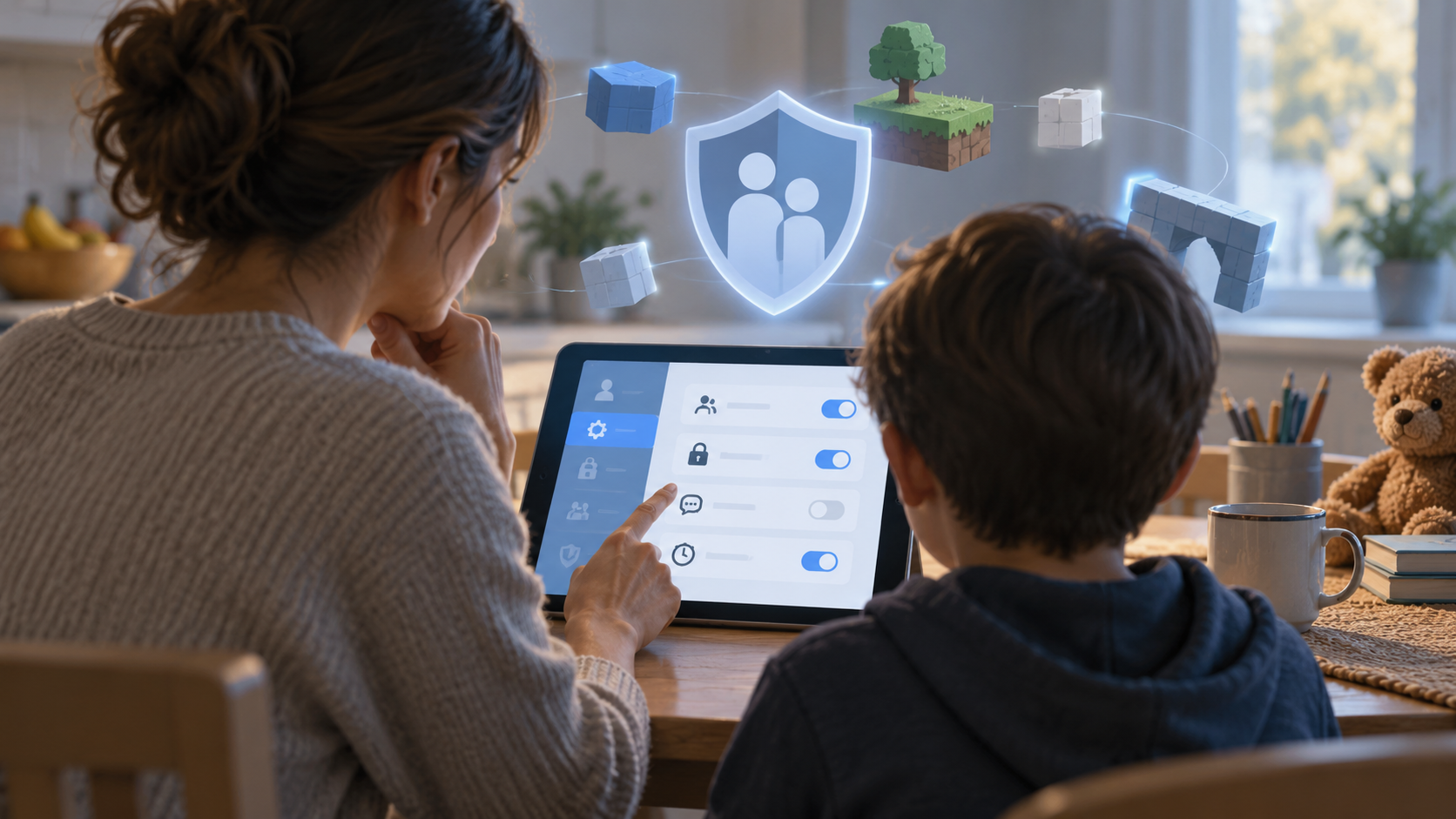 Parent reviewing online safety settings as a symbol for preserving Roblox MDL 3166 account records