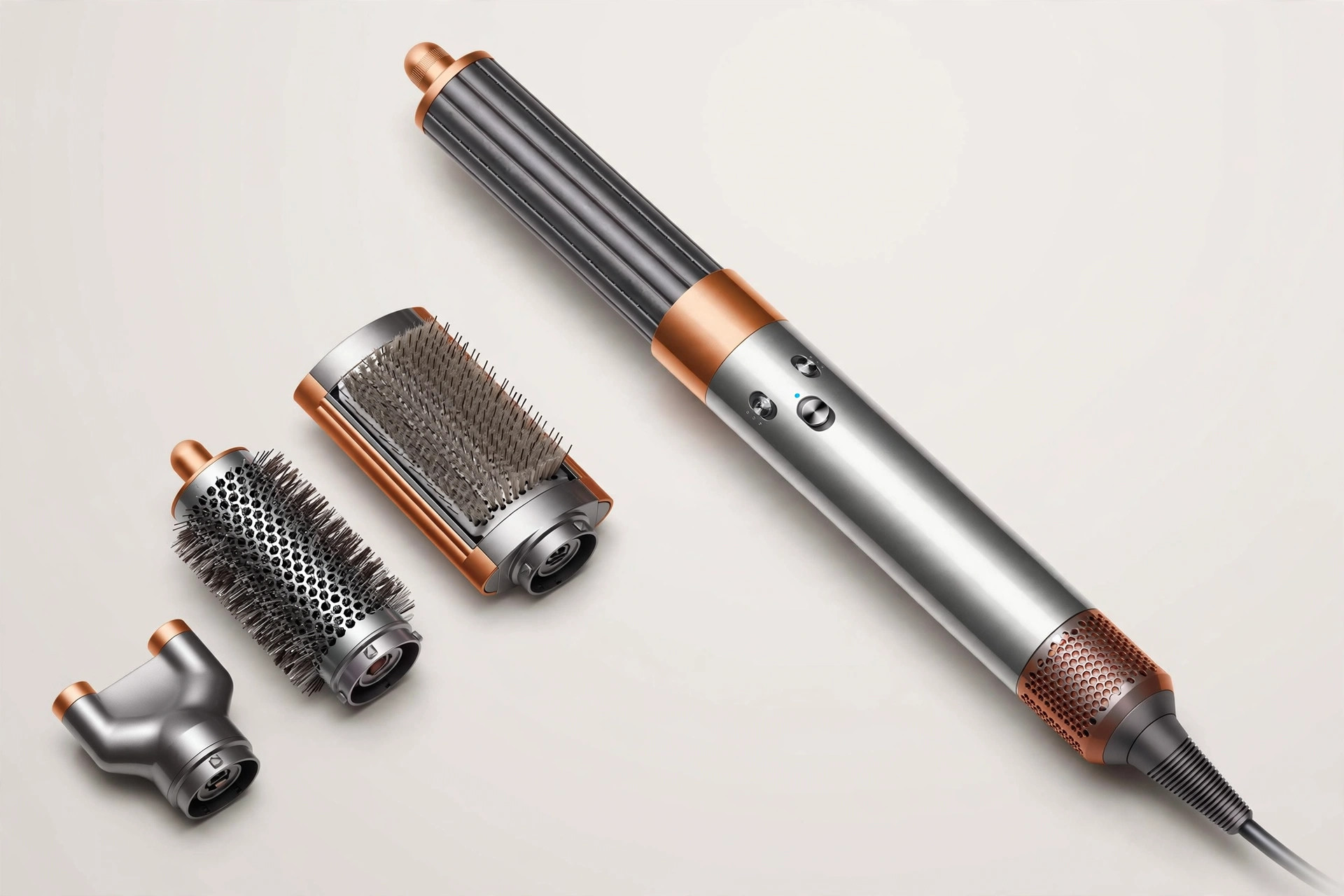 Dyson Airwrap Complete Long multi-styler in nickel and copper with styling attachments