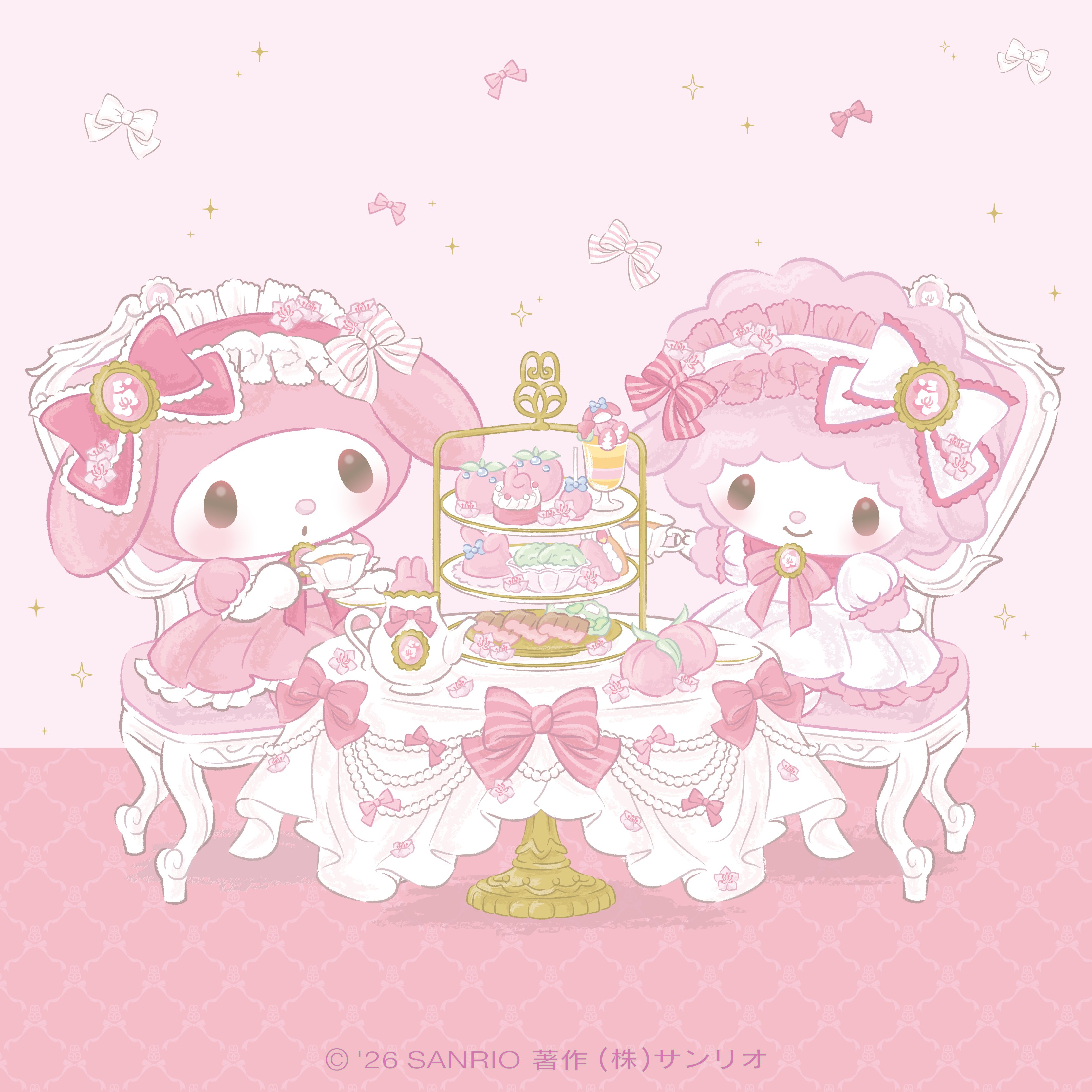 Piano and Melody having tea
                
