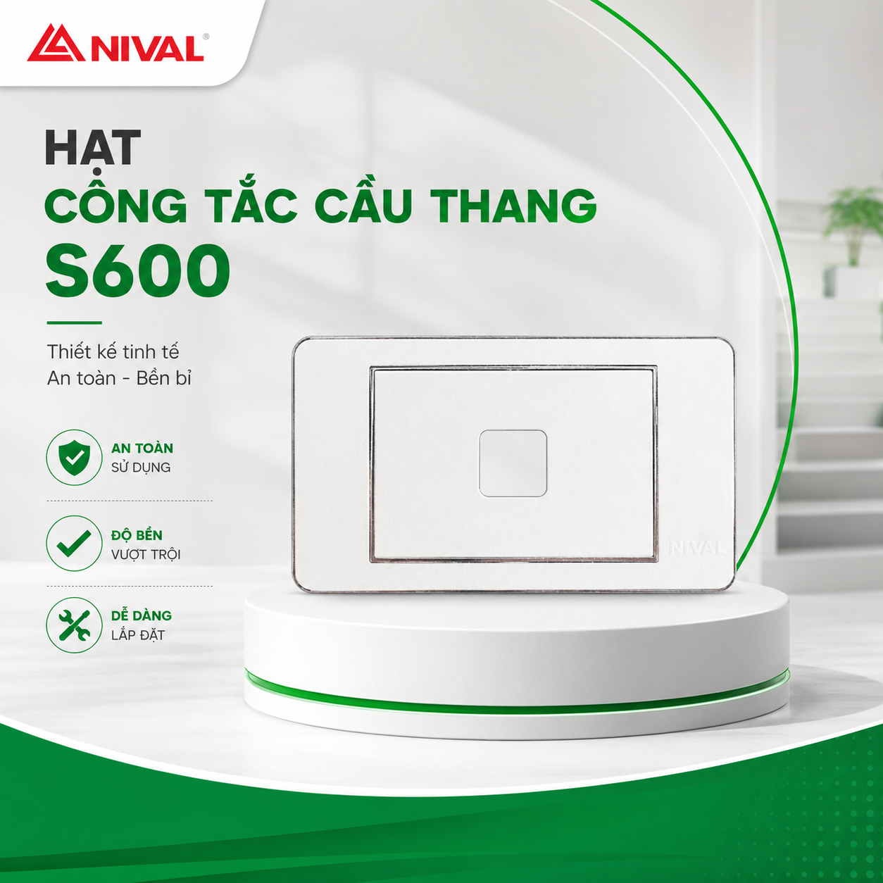 Hạt công tắc cầu thang S600