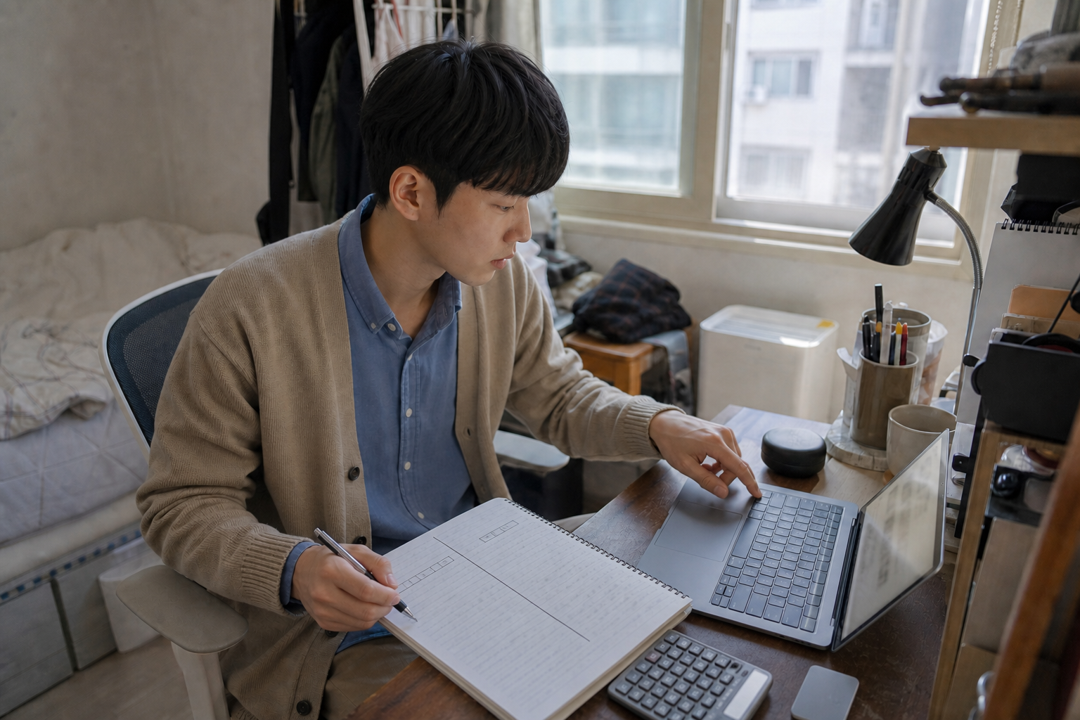 고정비 42,000원에 실제 결제할 비용만 더하는 예산 작성 장면