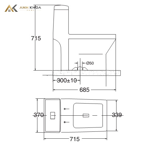 bản vẽ kỹ thuật Bồn cầu 1 khối Viglacera V42