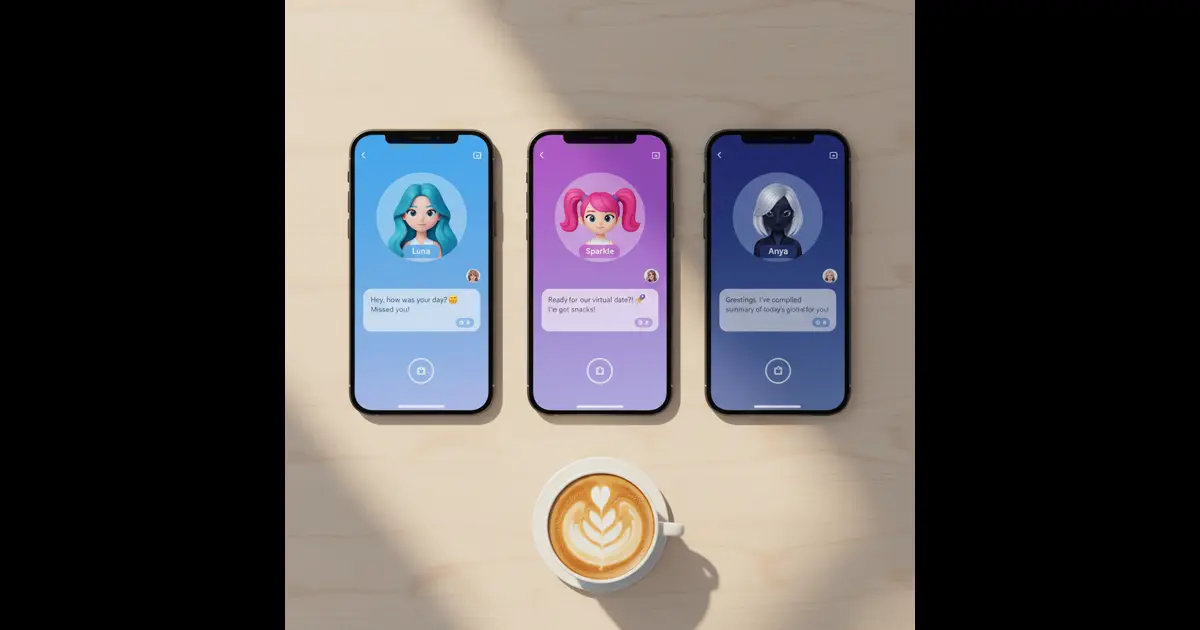 AI girlfriend comparison showing OnlyGFs.ai vs Replika vs Candy AI chat interfaces