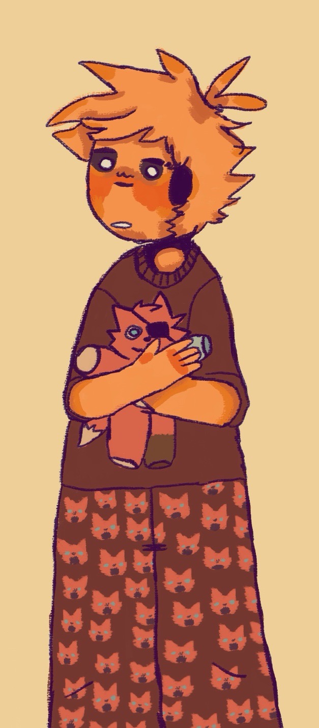 jack from dsaf in foxy pajamas with a foxy plushy