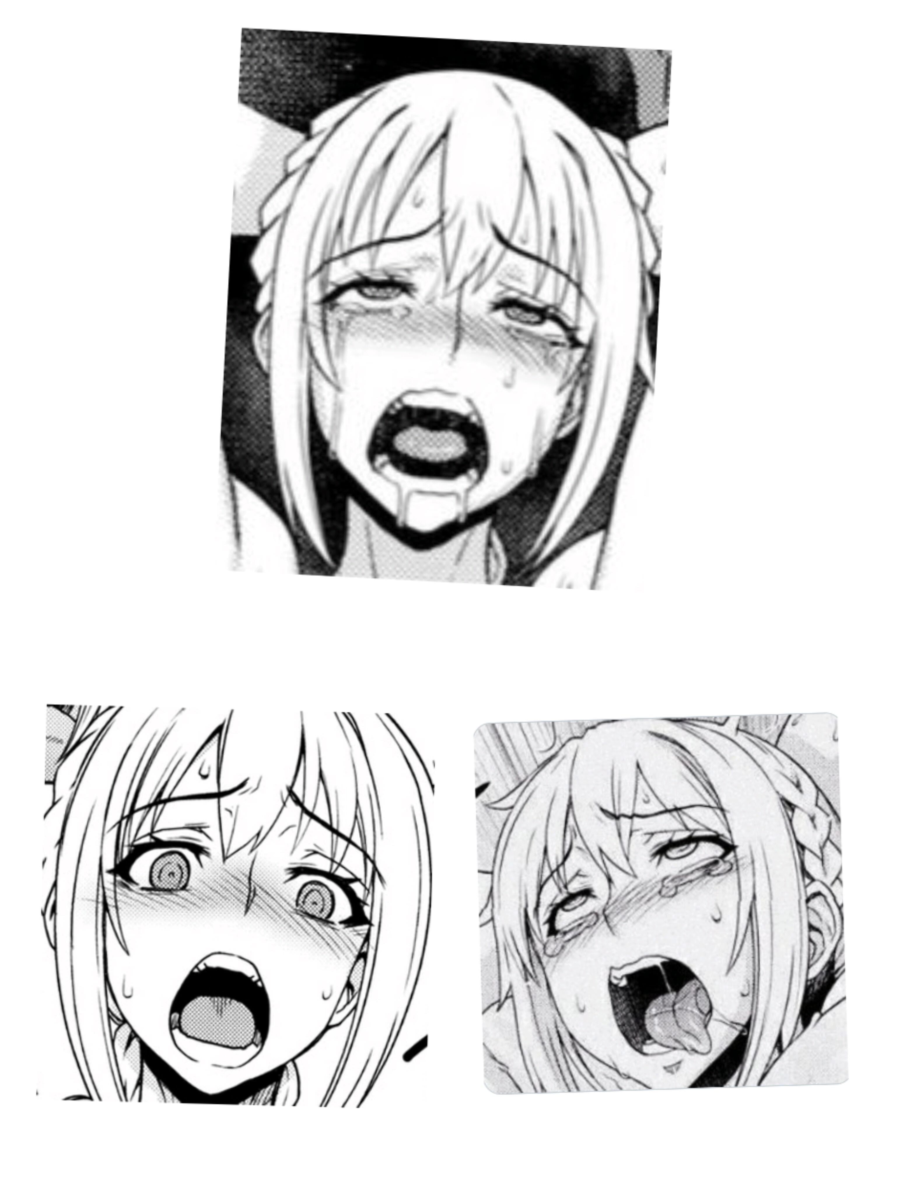 Mono 1girl Ahegao Arms Behind Head Braid Close Up Crying Drool