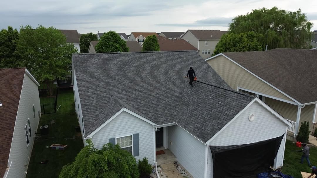 Completed residential shingle roof