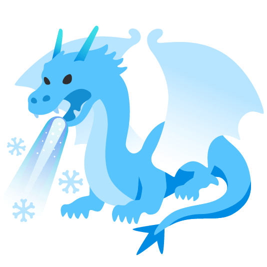 Emoji Kitchen emoji of an ice dragon.