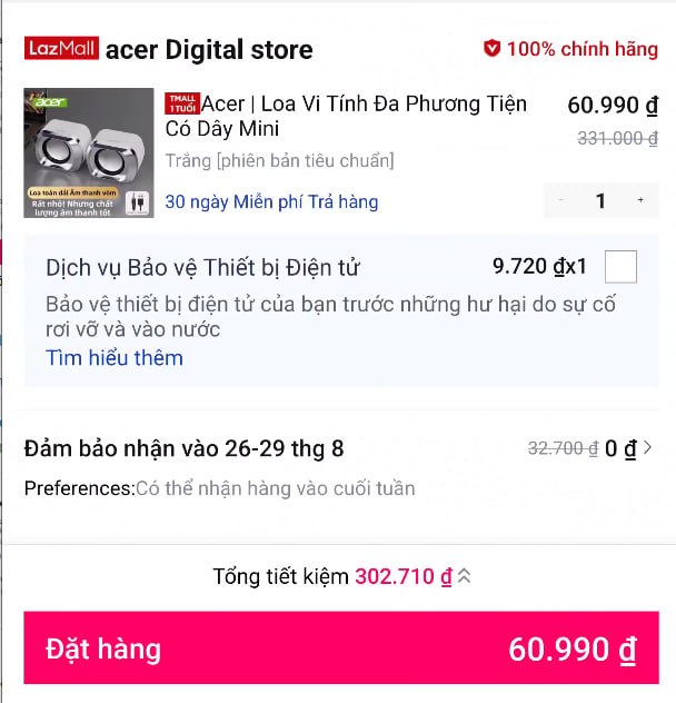 Acer | Loa Vi Tính Đa Phương Tiện Có Dây Mini