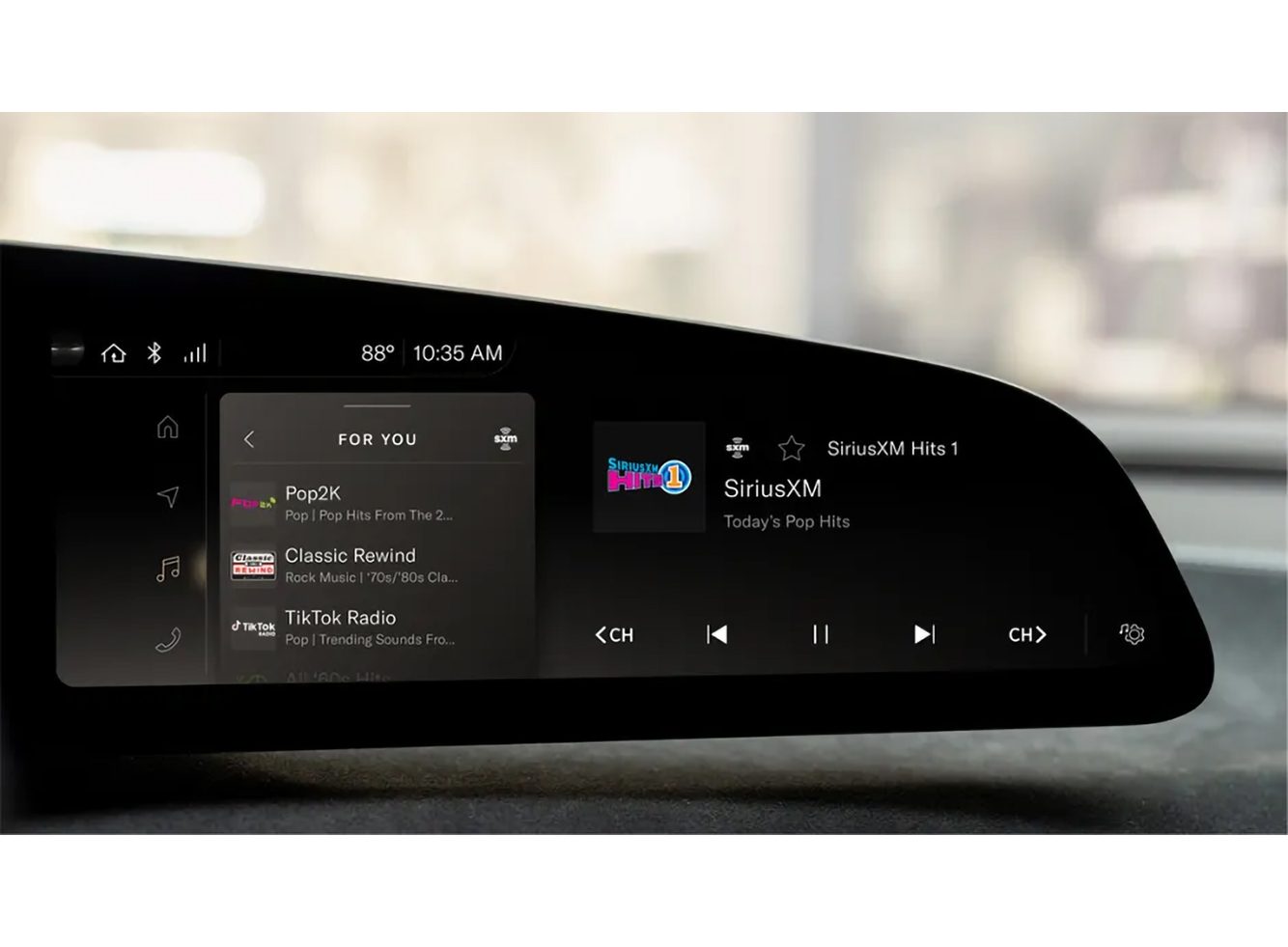SiriusXM — in-vehicle UI on Lucid