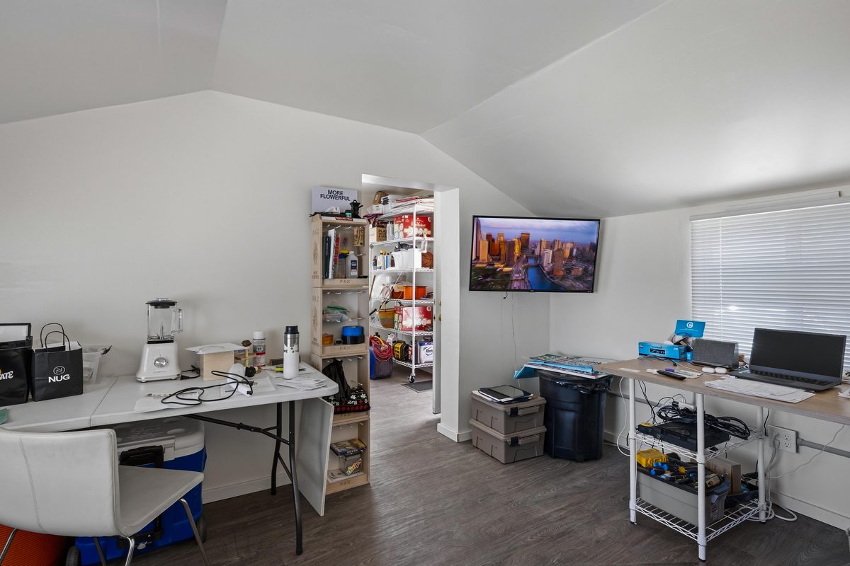 Detached office — workspace and break room