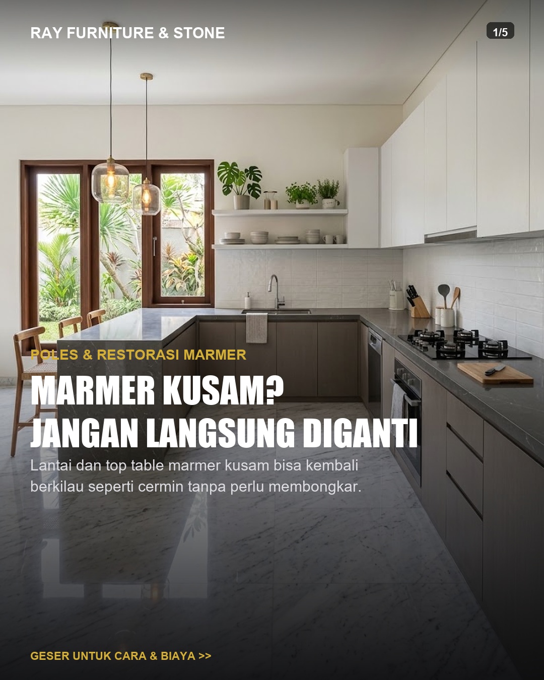 Poles Kristalisasi Marmer: Solusi Hemat Kembalikan Kilau Mewah Tanpa Ganti Baru