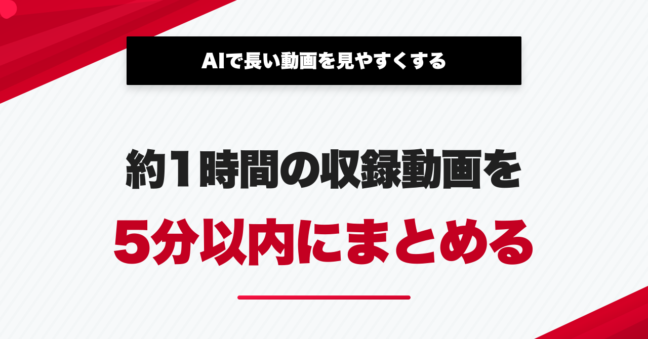 約1時間の収録動画を5分以内にまとめた完成動画