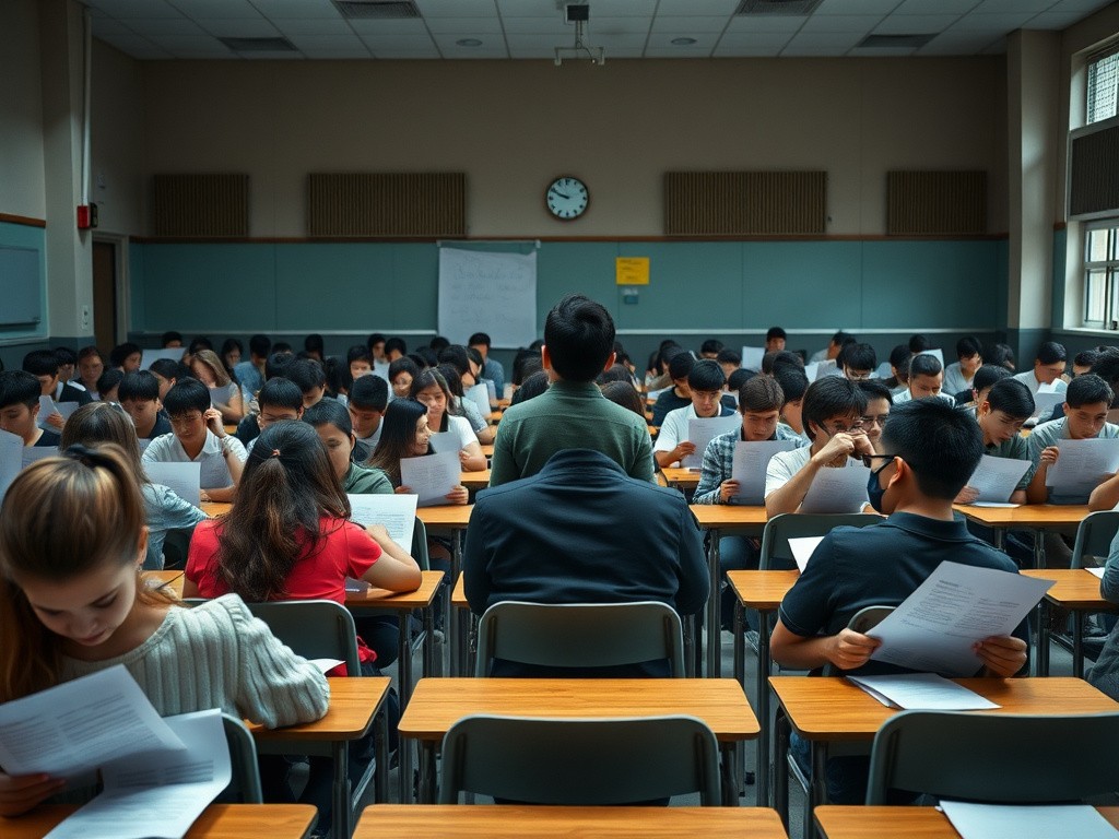 Millions of candidates face biometric checks and frisking as they resit the