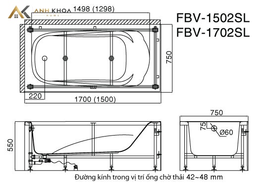 ban ve bon tam Inax FBV-1702SR, FBV-1702L