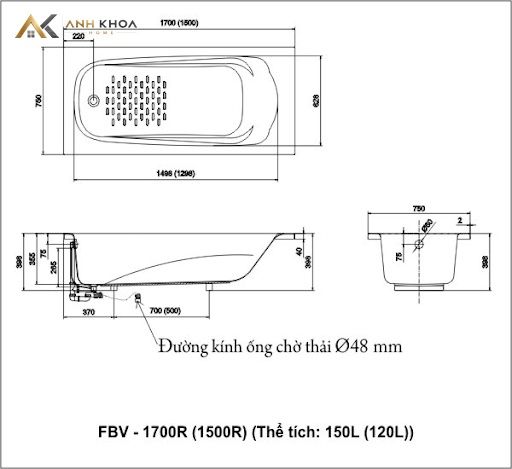ban ve bon tam INAX OCEAN FBV-1700R