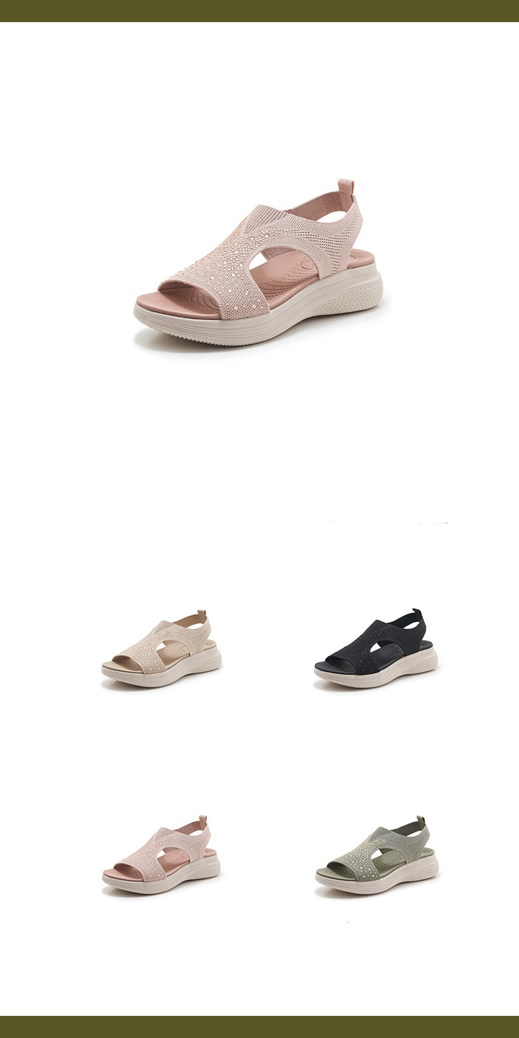 Women's Rhinestone Platform Sporty Comfort Sandals - Detail 3