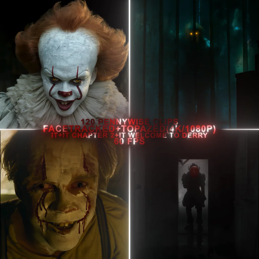 120 Pennywise Clips - (Facetracked + Topazed)