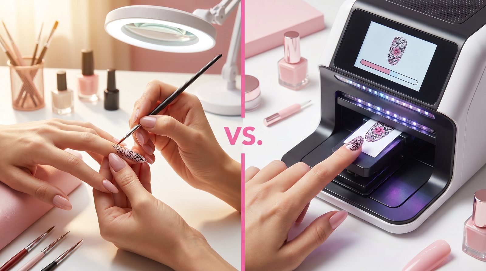 Nail Printer vs Hand-Painted Nail Art