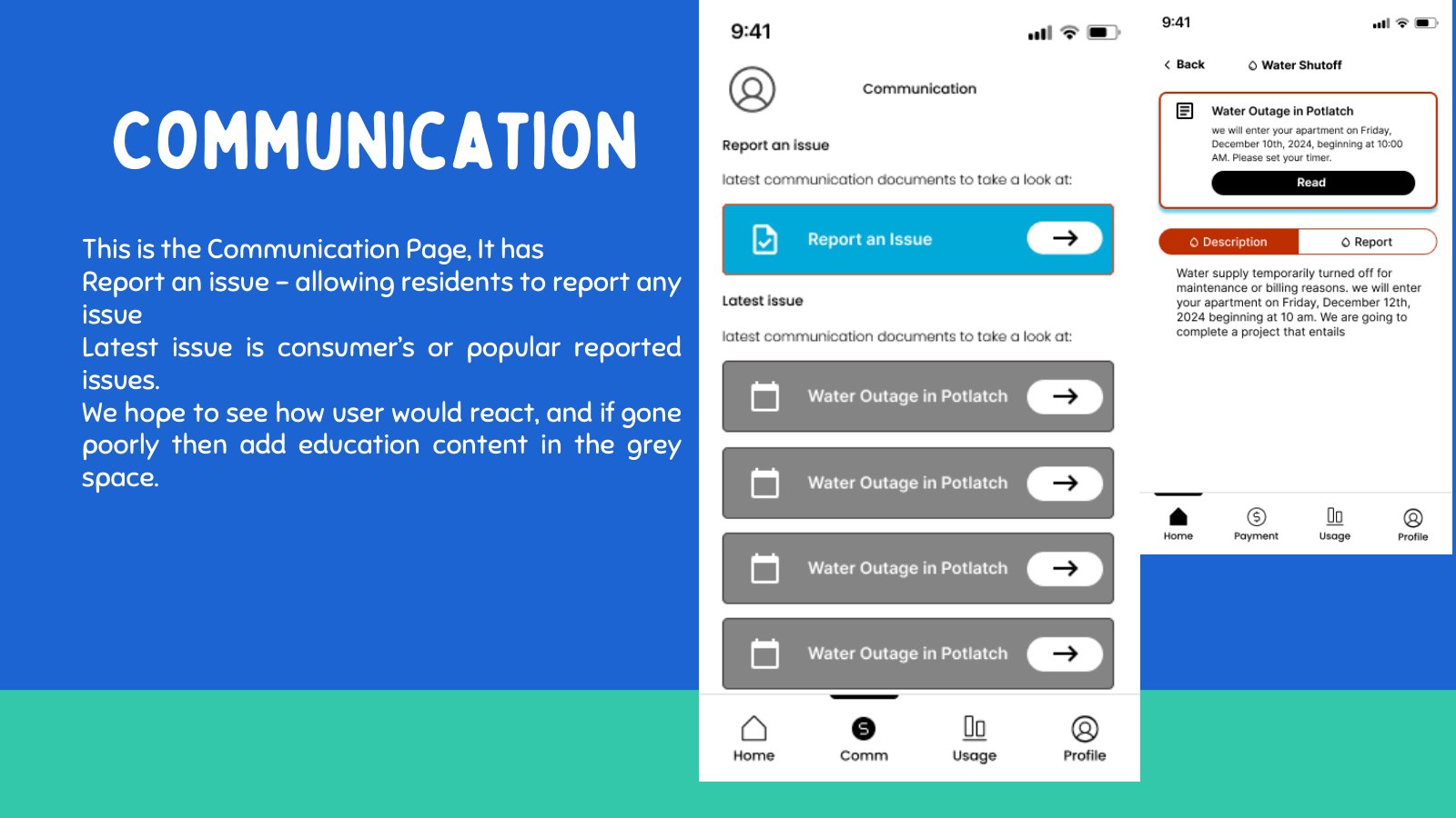Communication screen Figma designs