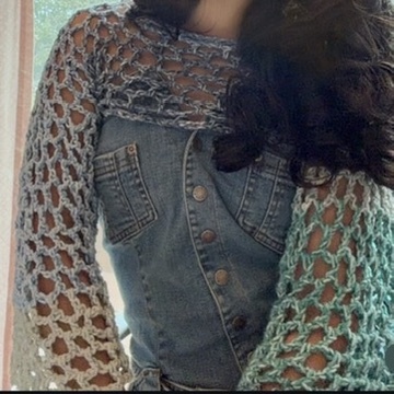 blue mesh crochet bolero