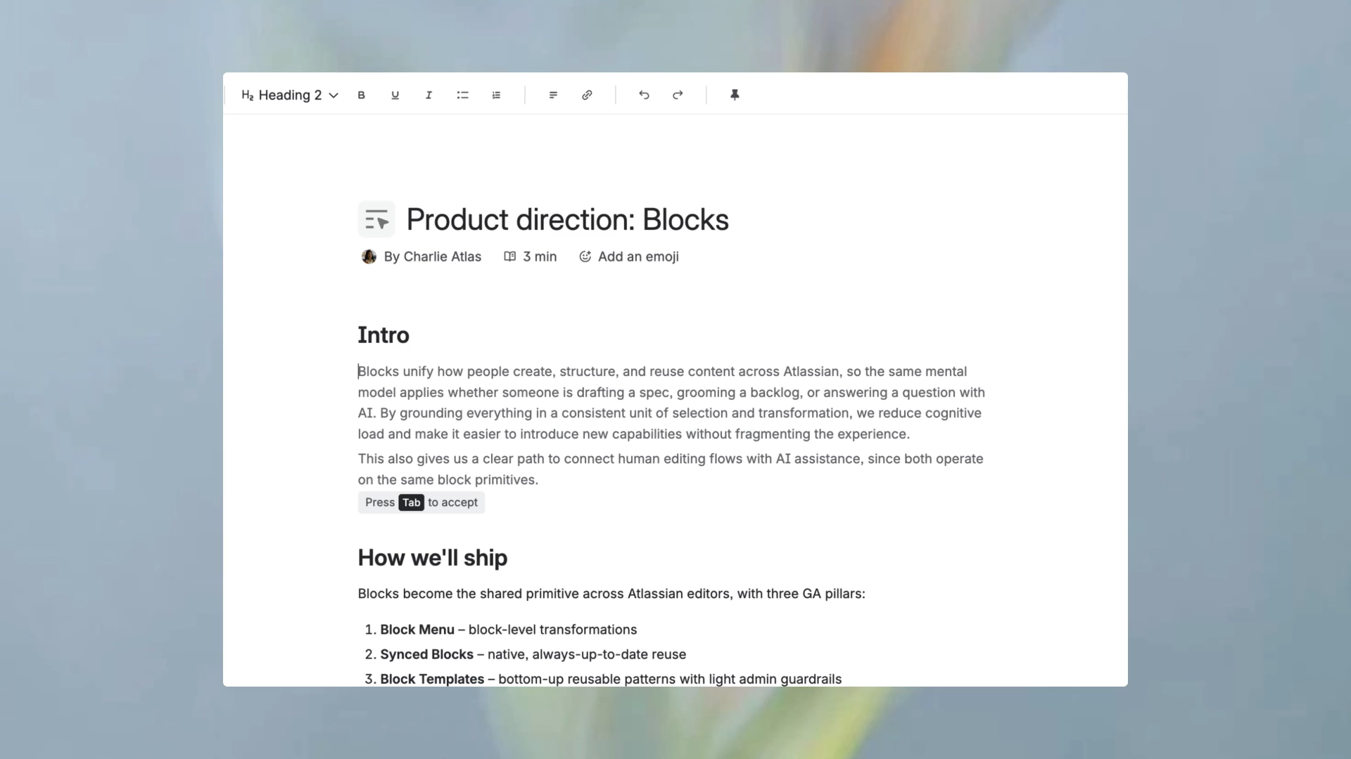Autocomplete for Jira and Confluence: Pitching and prototyping a new AI writing feature, and getting it on the roadmap within 24 hours