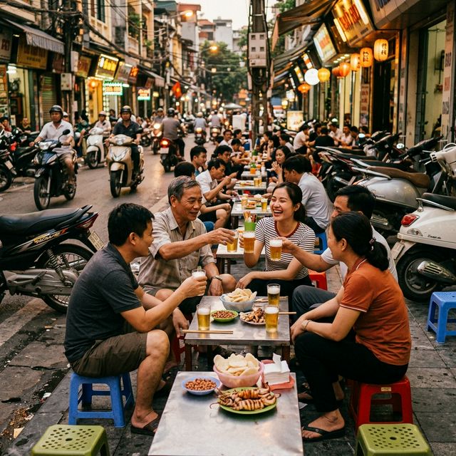 Bia hơi vỉa hè Hà Nội — biểu tượng văn hóa nhậu đặc trưng của người Bắc