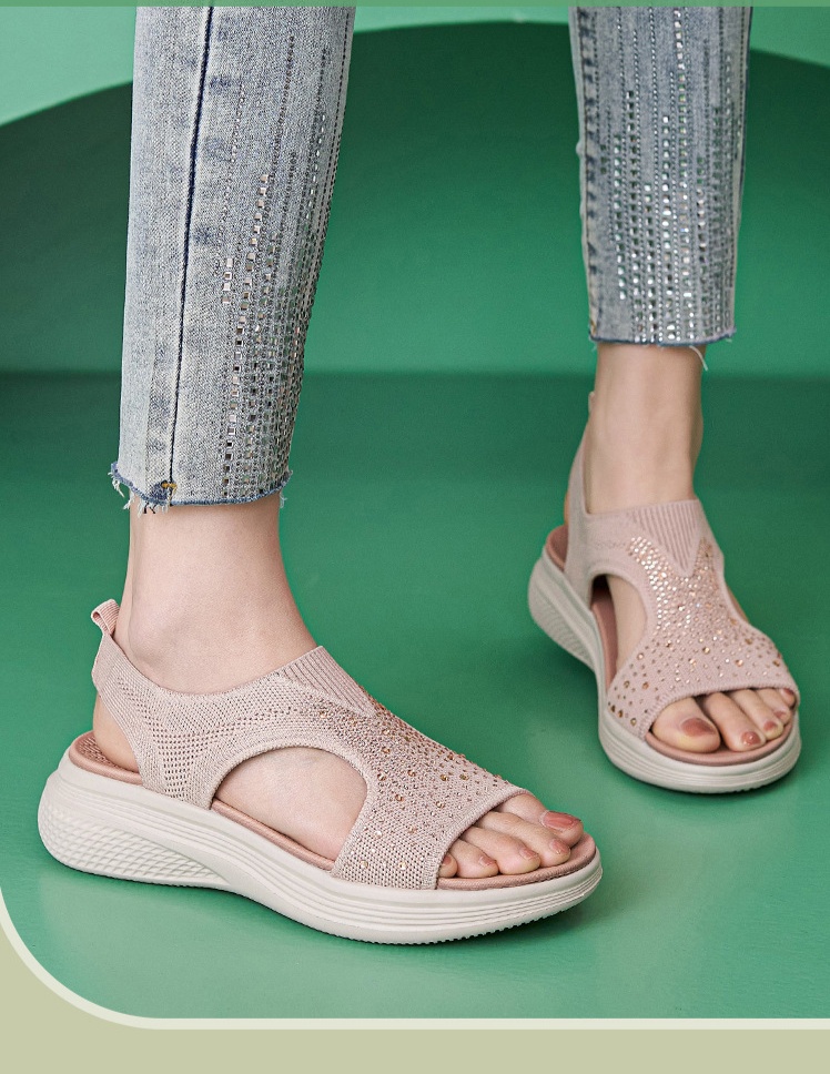 Women's Rhinestone Platform Sporty Comfort Sandals - Detail 2
