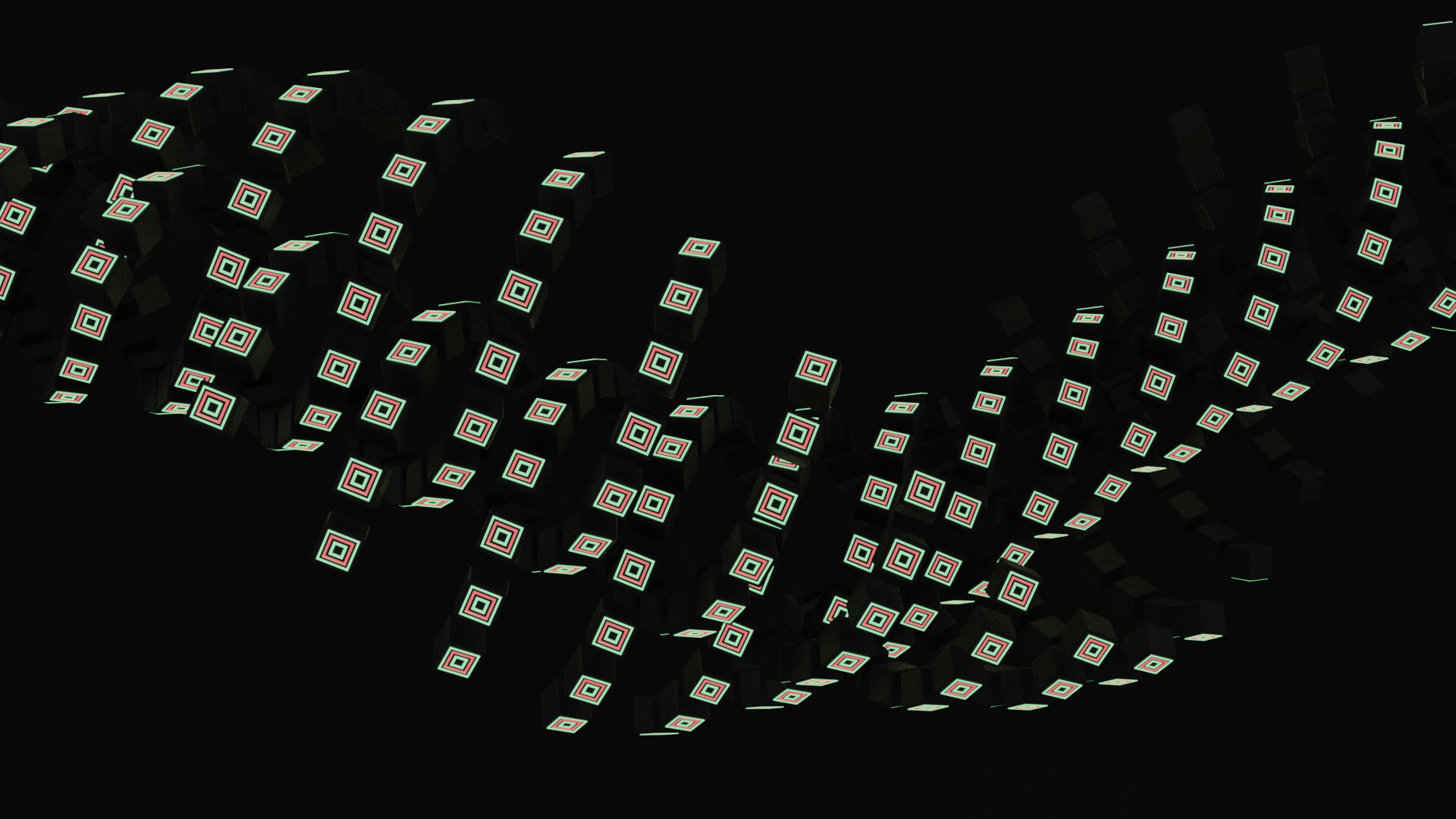 A 3D render of glowing cubes