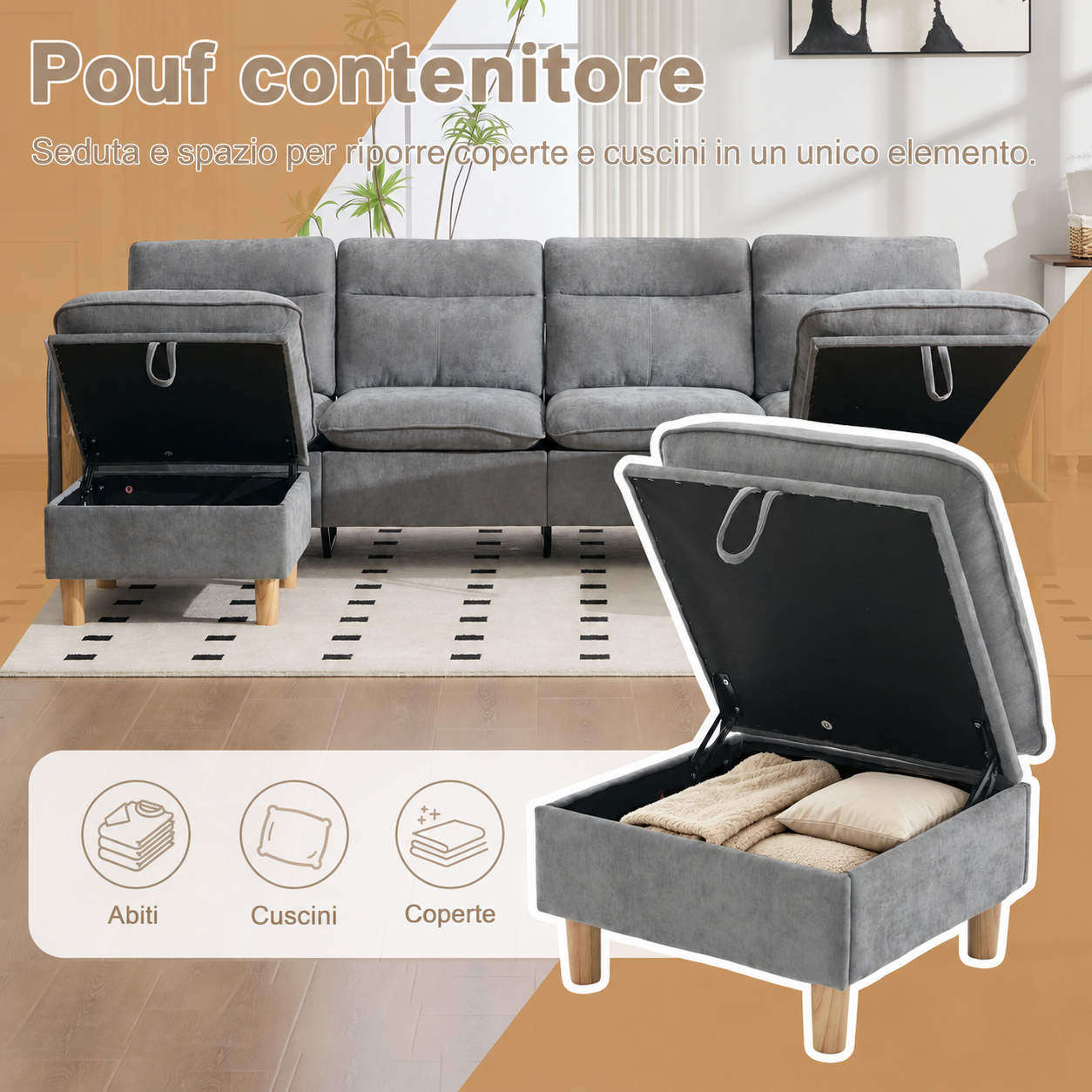 Pouf con spazio interno