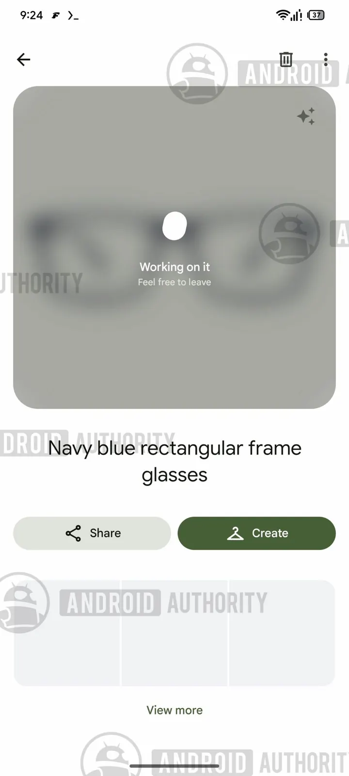 Google Photos regenerating a wardrobe image of navy glasses, via Android Authority