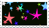 multicolored stars on black background