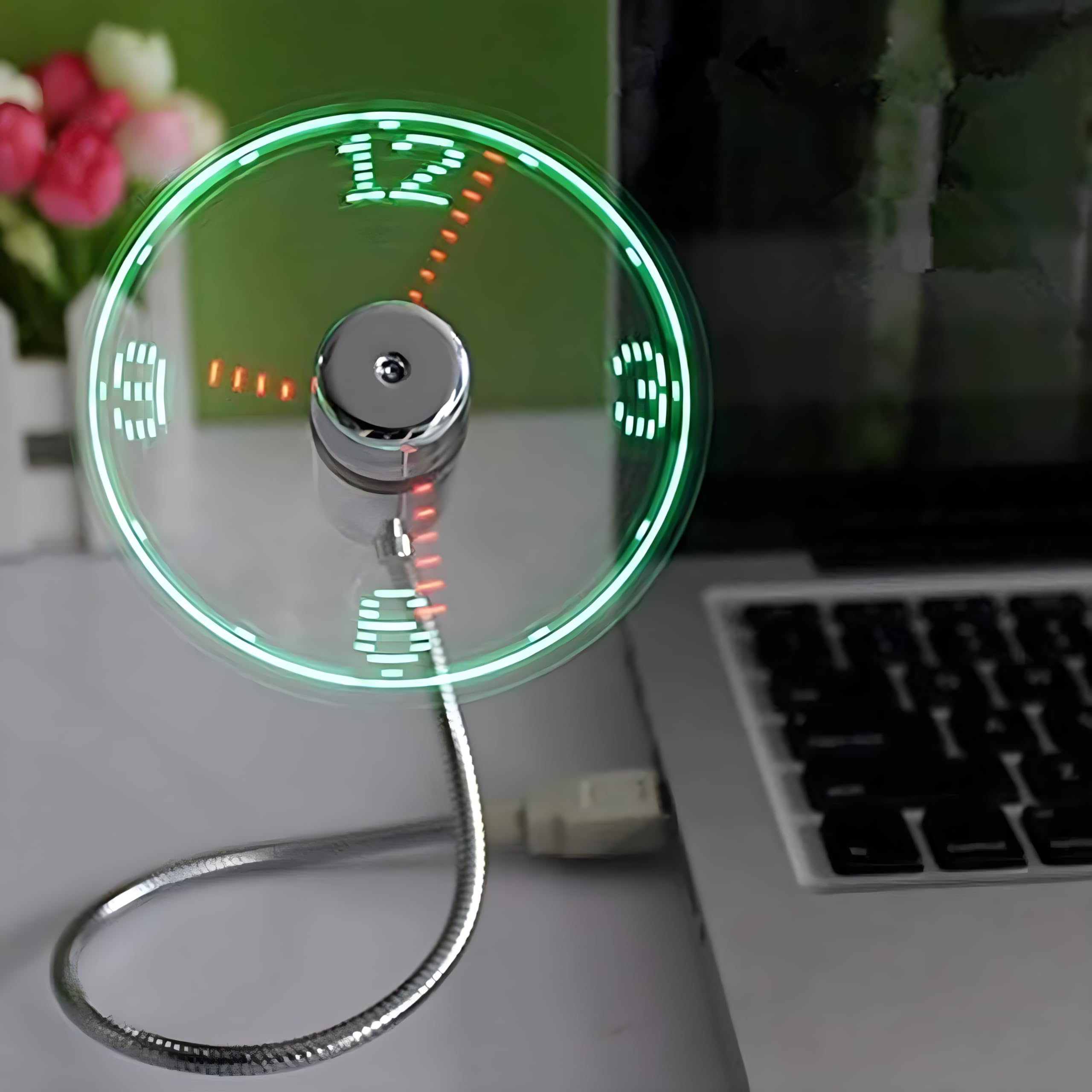 LED USB Clock Fan with Real Time Display Function,Stocking Stuffers for Men Christmas Gadgets,Father's Day Gifts,1 Year Warranty