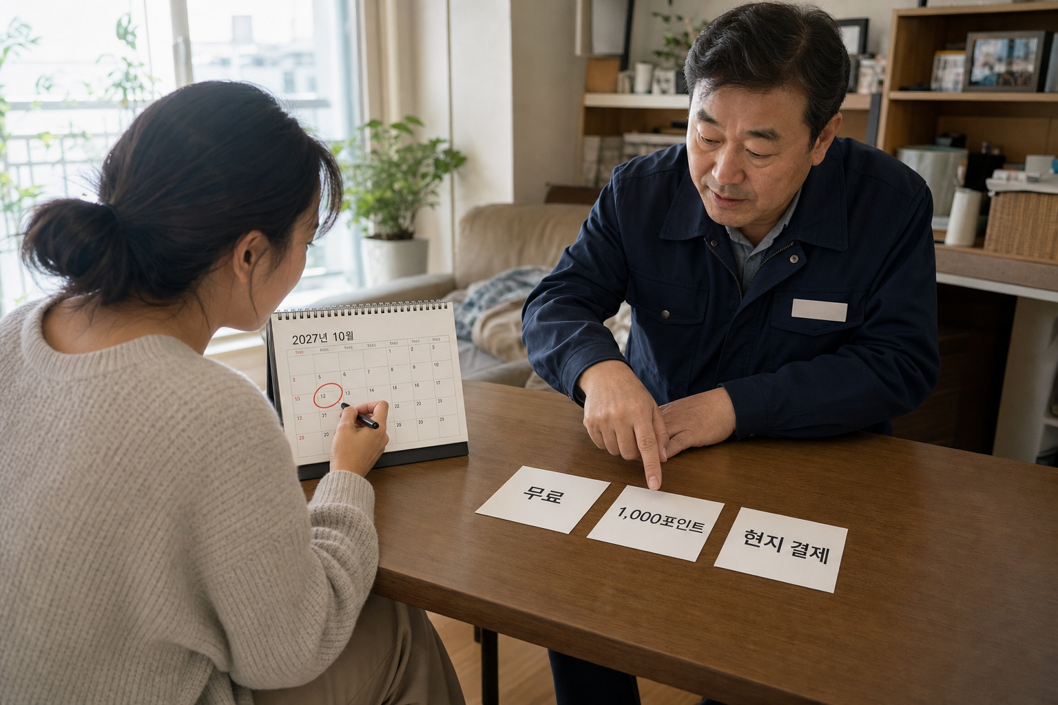 소비자 ESU 종료일과 세 가지 등록 선택지를 달력과 카드로 보여주는 장면