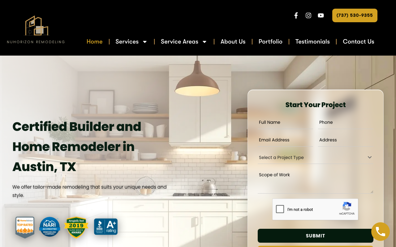 NuHorizon Remodeling homepage